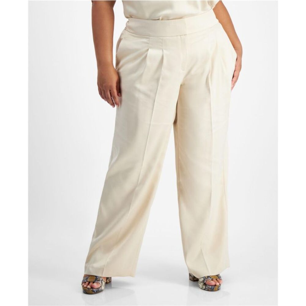bar III Womens Plus Size Pleated Wide leg Dress Pants, NWT